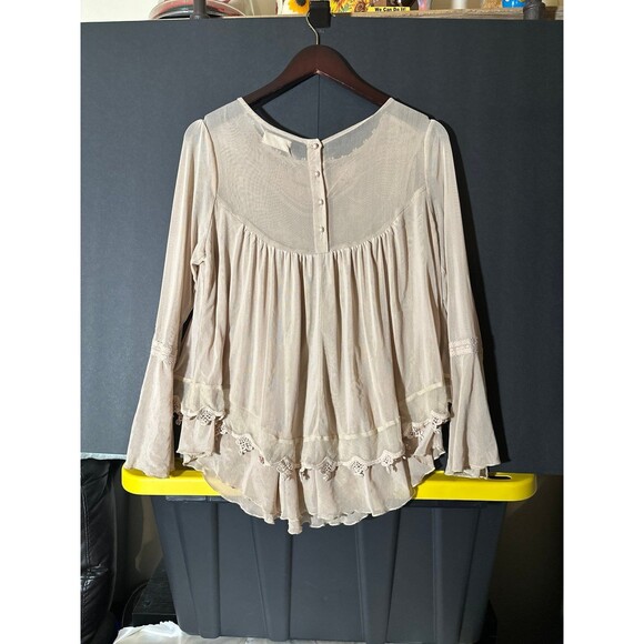 Altar'd State Boho Lace Embroidered Cream Long Sleeve Top - Picture 2 of 7